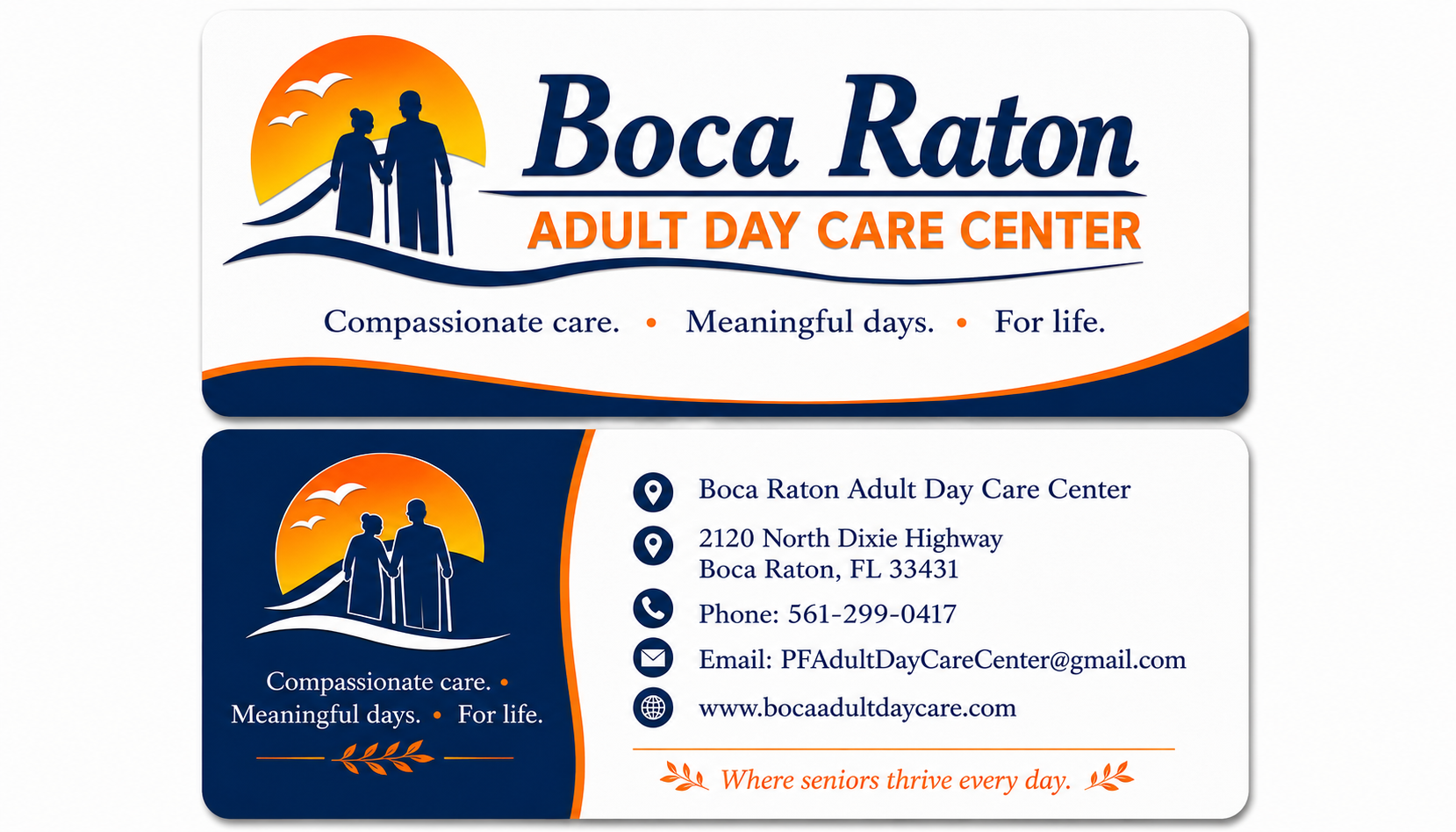 Boca Raton Adult Day Care Center business card